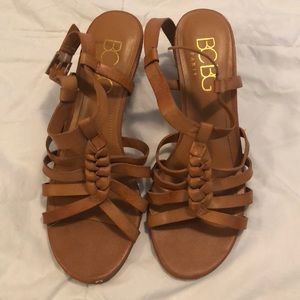 Leather wedge sandals